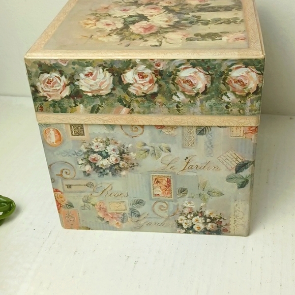 Bob's Boxes Decorative Victorian Garden Graphic Stoage Box/Bin 7" X 7" X 7" EUC - Picture 6 of 10